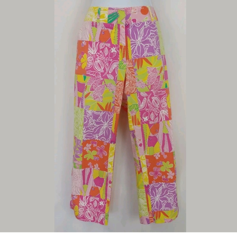 Lilly Pulitzer Patch Work Capri Pants 
Size 4